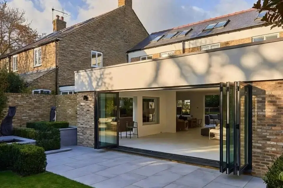 Modern rear home extension in Berkshire with bifold doors and contemporary brickwork