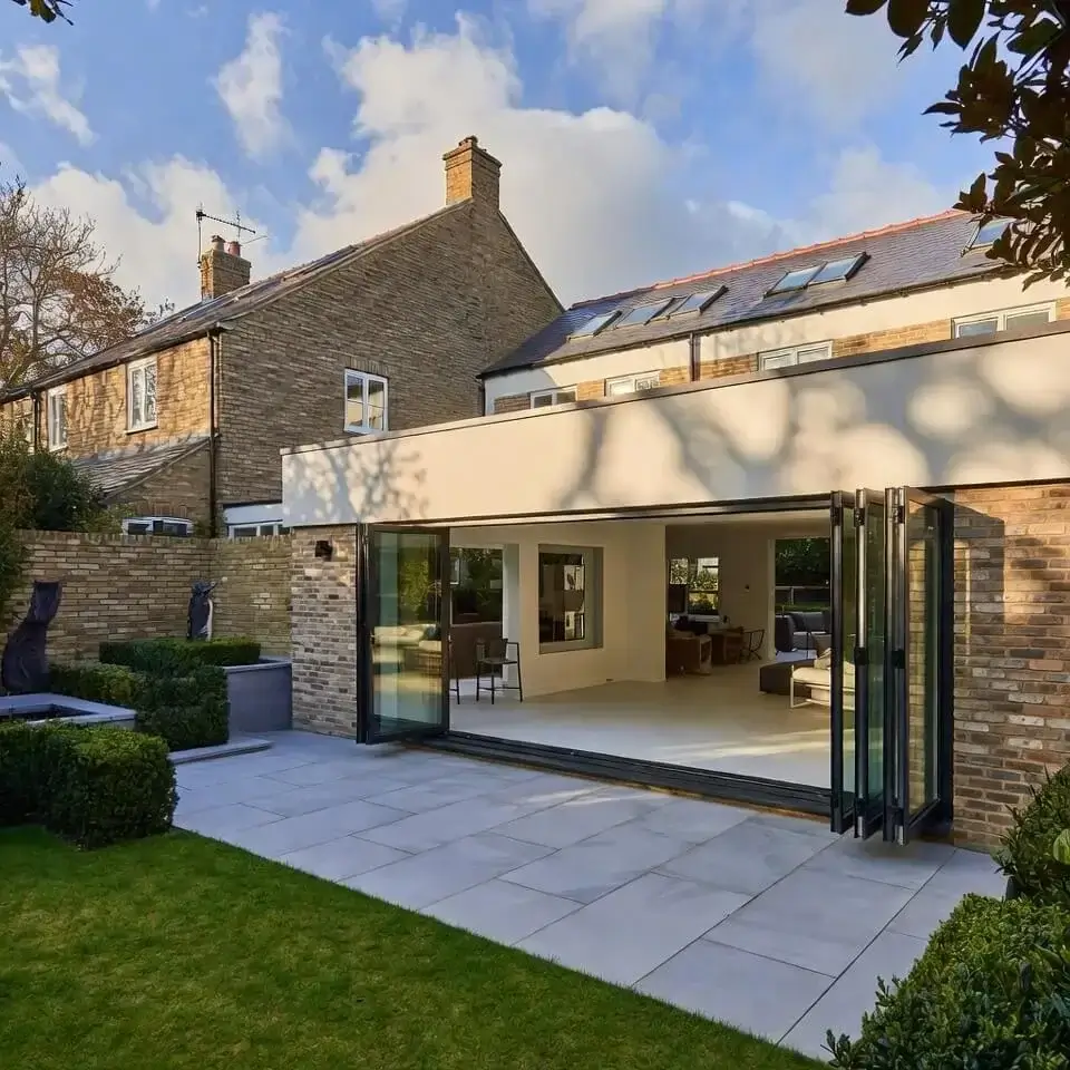 Modern rear house build with bi-fold doors and open plan living space in Berkshire