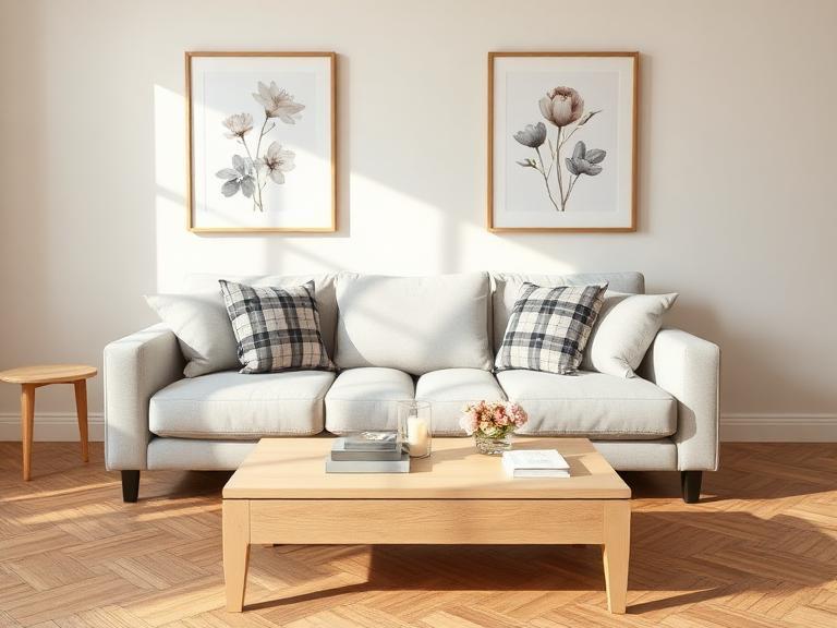 Freshly painted modern living room in Berkshire home with neutral decor and clean wall finish