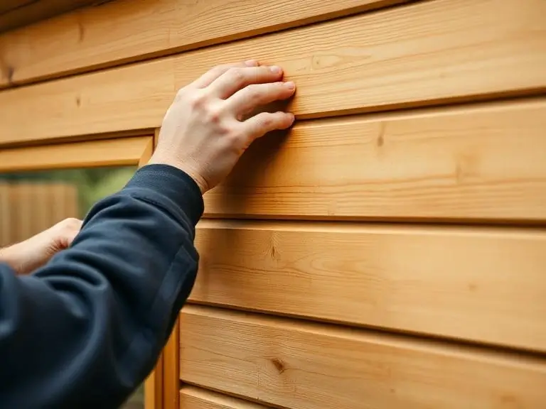 Close up of garden room cladding installation in Windsor UK showing detailed workmanship