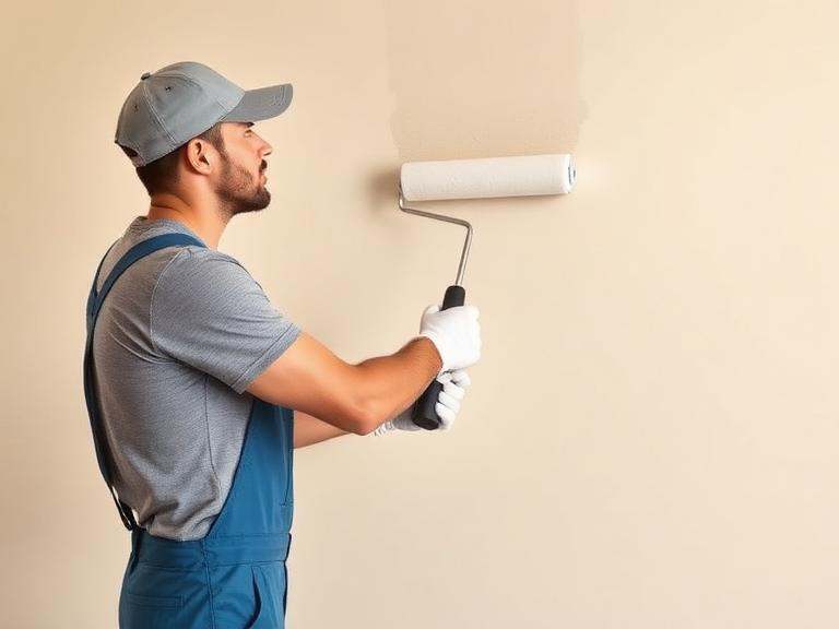 Painter applying smooth coat to interior wall in Berkshire home using roller for clean finish