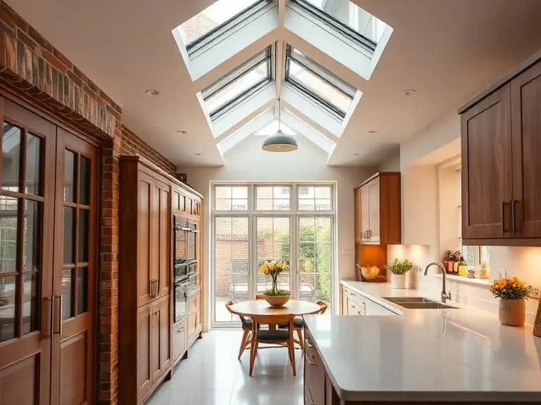 Modern kitchen extension in Reading with skylight roof and open-plan design by AA Contractor