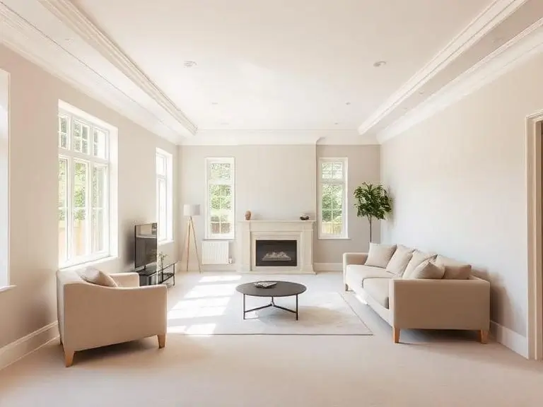 Living room in Windsor Berkshire with freshly painted walls and bright natural light