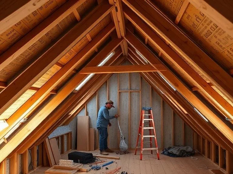 Loft conversion in progress in Reading showing insulation and timber framework installation