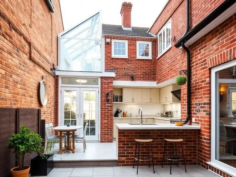 Side return house extension in Windsor Berkshire with brick walls and open kitchen layout