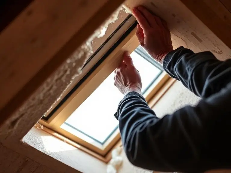 Close up of skylight installation during loft conversion in Windsor showing detailed workmanship