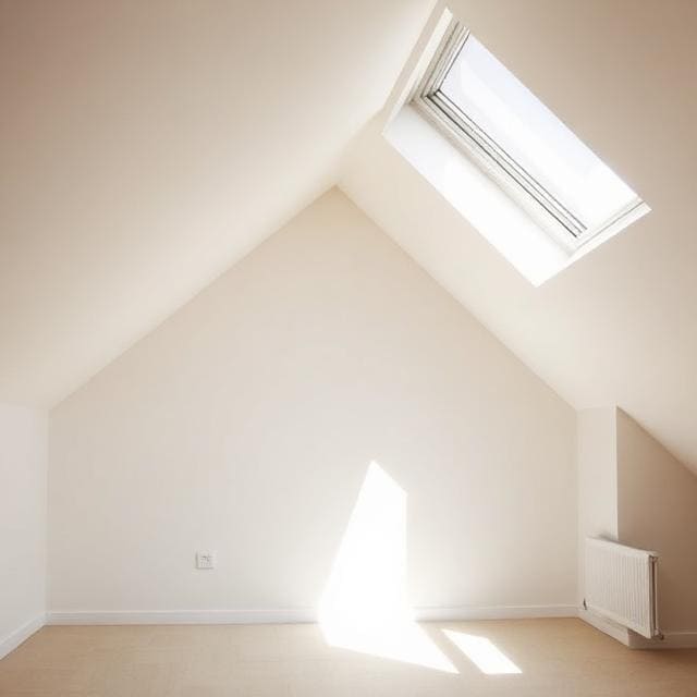 Loft Conversions Berkshire 8 Empty loft conversion room in a Berkshire home with Velux roof window and natural daylight
